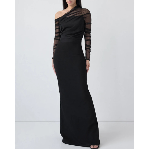 Marcella Monroe Mermaid Dress Size Small Black Stretch Mesh Evening Wedding - Picture 11 of 11